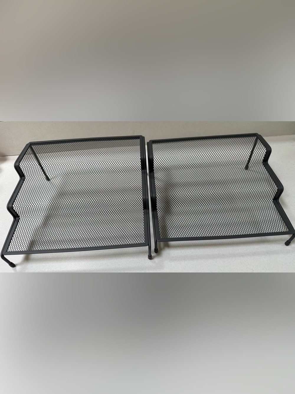 Metal Mesh Desk/Countertop Organizer Trays - Black Set of 2